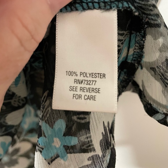 apt.9 Black Aqua White Sheer Top Sz L - Picture 6 of 8